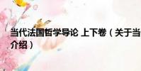 當代法國哲學導論 上下卷(關于當代法國哲學導論 上下卷介紹)