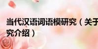 當代漢語詞語模研究(關于當代漢語詞語模研究介紹)