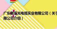 廣東新亞光電纜實業有限公司(關于廣東新亞光電纜實業有限公司介紹)