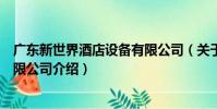 廣東新世界酒店設備有限公司(關于廣東新世界酒店設備有限公司介紹)