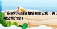 廣東時利和融資租賃有限公司(關于廣東時利和融資租賃有限公司介紹)