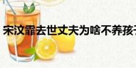 宋汶霏去世丈夫為啥不養孩子(宋汶霏去世)