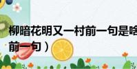 柳暗花明又一村前一句是啥(柳暗花明又一村前一句)