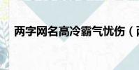 兩字網名高冷霸氣憂傷(兩字網名高冷)