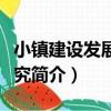 小鎮建設發展的研究（關于小鎮建設發展的研究簡介）