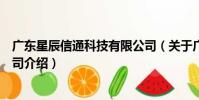 廣東星辰信通科技有限公司(關于廣東星辰信通科技有限公司介紹)