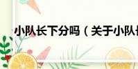 小隊長下分嗎(關于小隊長下分嗎簡介)