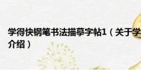 學得快鋼筆書法描摹字帖1(關于學得快鋼筆書法描摹字帖1介紹)