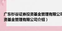 廣東杉谷證券投資基金管理有限公司(關于廣東杉谷證券投資基金管理有限公司介紹)