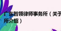 廣東智領律師事務所(關于廣東智領律師事務所介紹)