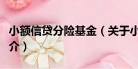 小額信貸分險基金(關于小額信貸分險基金簡介)