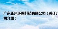 廣東正州環保科技有限公司(關于廣東正州環保科技有限公司介紹)