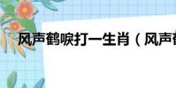 風聲鶴唳打一生肖(風聲鶴唳打一生肖)