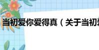 當初愛你愛得真(關于當初愛你愛得真介紹)