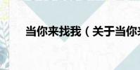 當你來找我(關于當你來找我介紹)