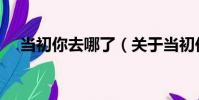 當初你去哪了(關于當初你去哪了介紹)