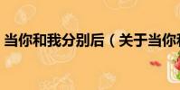 當你和我分別后(關于當你和我分別后介紹)