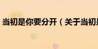 當初是你要分開(關于當初是你要分開介紹)