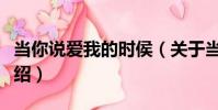 當你說愛我的時侯(關于當你說愛我的時侯介紹)