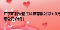 廣東匯利興精工科技有限公司(關于廣東匯利興精工科技有限公司介紹)