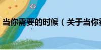 當你需要的時候(關于當你需要的時候介紹)
