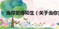 當你覺得陌生(關于當你覺得陌生介紹)