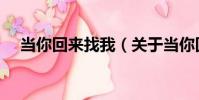 當你回來找我(關于當你回來找我介紹)