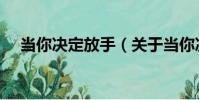 當你決定放手(關于當你決定放手介紹)