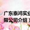廣東泰鴻實業有限公司（關于廣東泰鴻實業有限公司介紹）