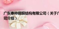 廣東泰帥鋼膜結構有限公司(關于廣東泰帥鋼膜結構有限公司介紹)