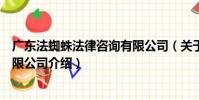 廣東法蜘蛛法律咨詢有限公司(關于廣東法蜘蛛法律咨詢有限公司介紹)
