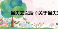 當失去以后(關于當失去以后介紹)