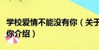 學校愛情不能沒有你(關于學校愛情不能沒有你介紹)