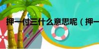 押一付三什么意思呢(押一付三什么意思)