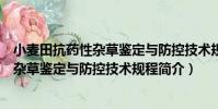 小麥田抗藥性雜草鑒定與防控技術規程(關于小麥田抗藥性雜草鑒定與防控技術規程簡介)