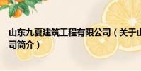 山東九夏建筑工程有限公司(關于山東九夏建筑工程有限公司簡介)