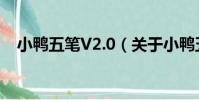小鴨五筆V2.0(關于小鴨五筆V2.0簡介)