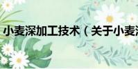小麥深加工技術(關于小麥深加工技術簡介)