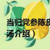當歸黨參陳皮瘦肉湯（關于當歸黨參陳皮瘦肉湯介紹）
