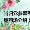 當歸黨參蜜棗火腿雞湯（關于當歸黨參蜜棗火腿雞湯介紹）