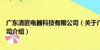 廣東清匠電器科技有限公司(關于廣東清匠電器科技有限公司介紹)