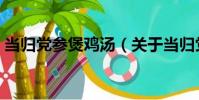 當歸黨參煲雞湯(關于當歸黨參煲雞湯介紹)