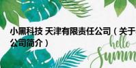 小黑科技 天津有限責任公司(關于小黑科技 天津有限責任公司簡介)