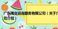 廣東海業咨詢服務有限公司(關于廣東海業咨詢服務有限公司介紹)