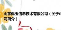 山東佩玉信息技術有限公司(關于山東佩玉信息技術有限公司簡介)