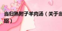 當歸熟附子羊肉湯(關于當歸熟附子羊肉湯介紹)