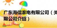 廣東海信家電有限公司(關于廣東海信家電有限公司介紹)
