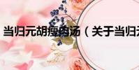 當歸元胡瘦肉湯(關于當歸元胡瘦肉湯介紹)