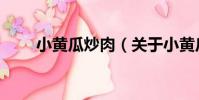 小黃瓜炒肉(關于小黃瓜炒肉簡介)