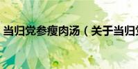 當歸黨參瘦肉湯(關于當歸黨參瘦肉湯介紹)